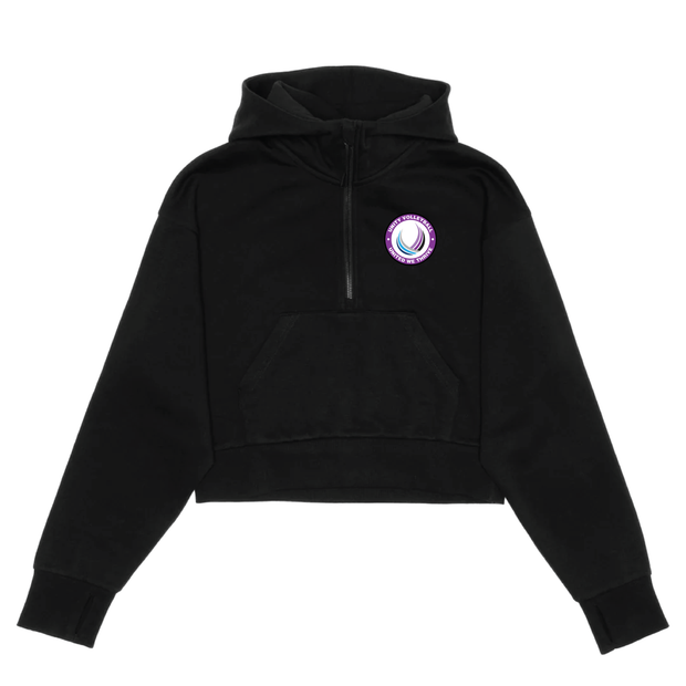 Unity Volleyball Ladies Cropped Scuba 1/2 Zip Hoodie (Patch Logo)