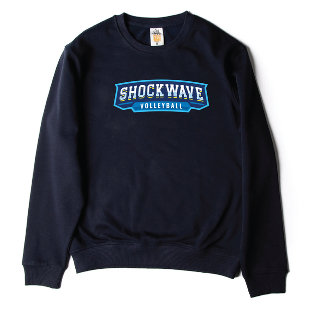 Shockwave Volleyball Premium Navy Crewneck (Custom Twill Patch Logo)