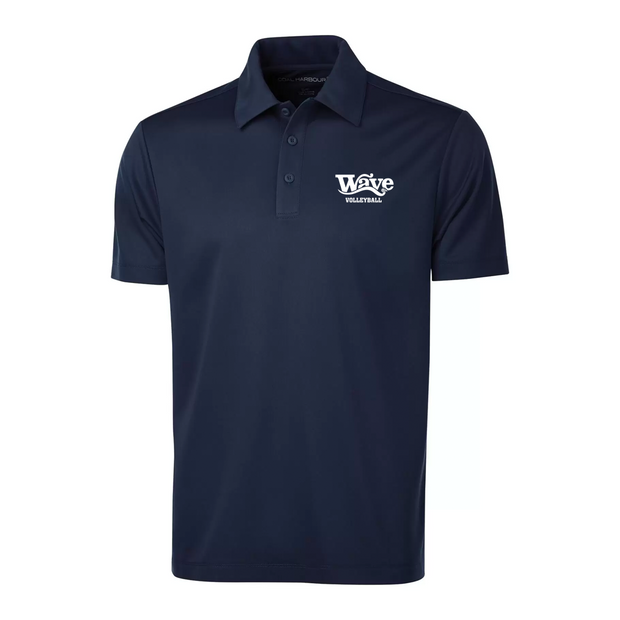 Wave Volleyball Navy Performance Polo (Print Logo)